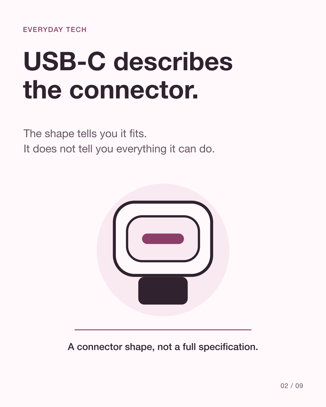 نمای نزدیک کانکتور گرد USB-C توضیح می‌دهد شکل سوکت همه قابلیت‌ها را مشخص نمی‌کند.